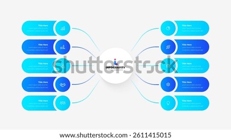 Colorful infographic featuring circular elements and connecting lines. Ideal for data visualization, business presentations, or educational materials. Organizational chart with 10 Steps