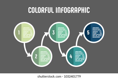 Colorful infographic in five steps