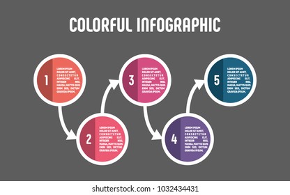 Colorful infographic in five steps