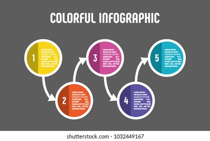 Colorful infographic in five steps