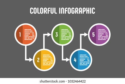 Colorful infographic in five steps