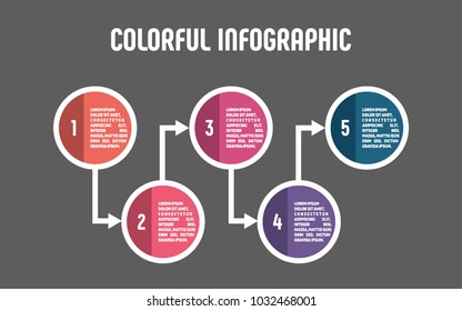 Colorful infographic in five steps