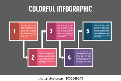 Colorful infographic in five steps
