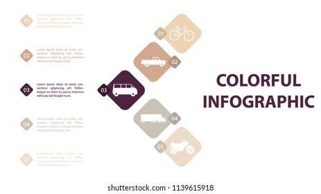 Colorful infographic in five steps