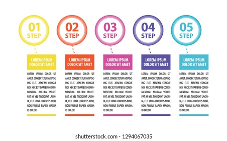 Colorful infographic in five steps