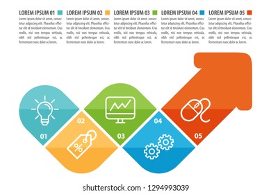 Colorful infographic in five steps