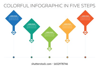 Colorful infographic in five steps