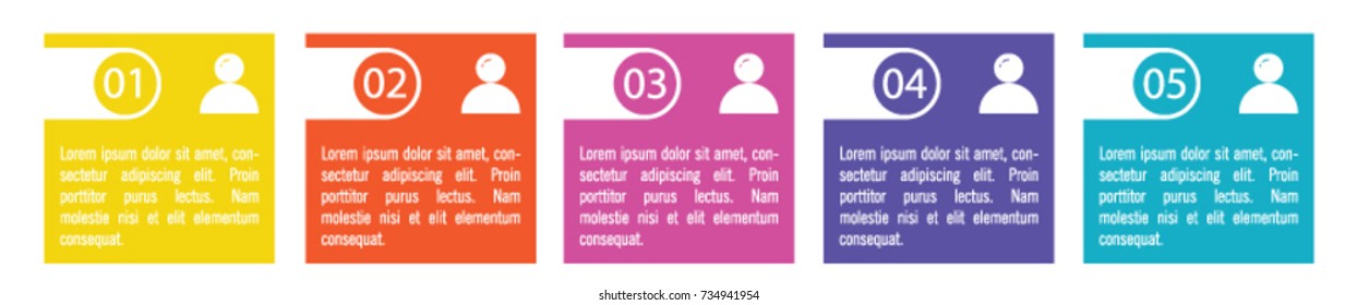 Colorful infographic in five steps