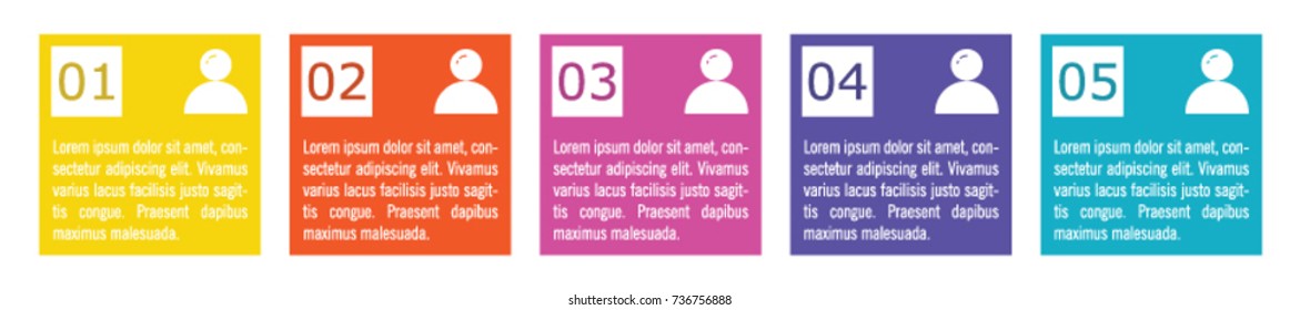 Colorful infographic in five steps