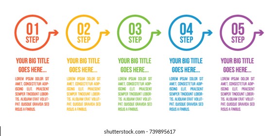 Colorful infographic in five steps