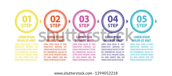 Colorful Infographic Five Steps Stock Vector Royalty Free 1294052218 8586