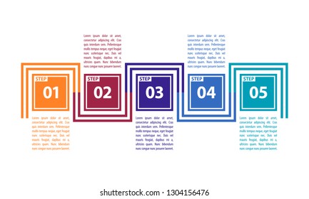 Colorful infographic in five steps for business and education