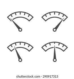 Colorful Info-graphic gauge element. Set of speedometer icon or sign with arrow. Vector.