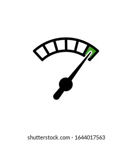 Elemento de medidor Info-gráfico colorido. Icono del velocímetro o signo con flecha. Vector.