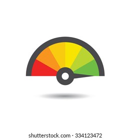 Colorful Info-graphic gauge element. Vector illustration. Speedometer icon or sign with arrow. 