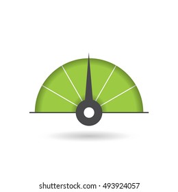 Colorful Info-graphic gauge element. Vector illustration. Speedometer icon or sign with arrow. 