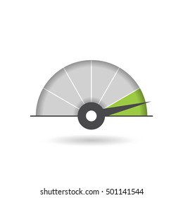 Colorful Info-graphic gauge element. Vector illustration. Speedometer icon or sign with arrow. 