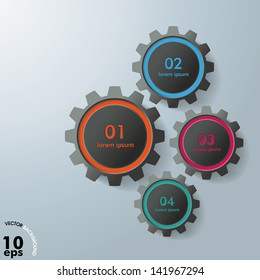 Colorful infographic gears on the grey background. Eps 10 vector file.