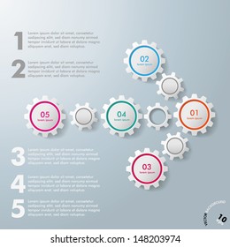 Colorful infographic gears on the grey background. Eps 10 vector file.