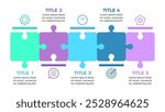 A colorful infographic illustrating a five-step process represented by five puzzle pieces fitting together