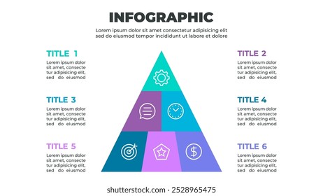 A colorful infographic illustrating a six-step process represented by six puzzle pieces arranged in a triangular shape
