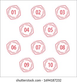 Colorful info-graphic numbers can be use to create presentation. Bullet points numbers one to ten. Round shape vector numbers.