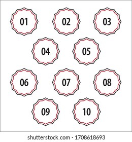 Colorful info-graphic numbers can be use to create presentation. Bullet points numbers one to ten. Floral shape vector numbers.