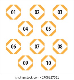 Colorful info-graphic numbers can be use to create presentation. Bullet points numbers one to ten. Label shape vector numbers.