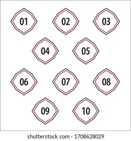 Colorful info-graphic numbers can be use to create presentation. Bullet points numbers one to ten. Label shape vector numbers.