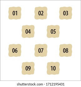 Colorful info-graphic numbers can be use to create presentation. Bullet points numbers one to ten. Vintage background shape vector numbers.