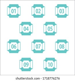 Colorful info-graphic numbers can be use to create presentation. Bullet points numbers one to ten. Label shape vector numbers.