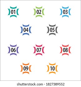 Colorful info-graphic numbers can be use to create presentation. Bullet points numbers one to ten. Oval shape vector numbers.