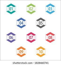 Colorful info-graphic numbers can be use to create presentation. Bullet points numbers one to ten.