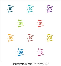 Colorful info-graphic numbers can be use to create presentation. Bullet points numbers one to ten. Colorful shape vector numbers.