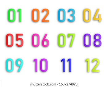 Colorful infographic numbers. Vector Infographic elements isolated. Numbers of steps with shadow.
