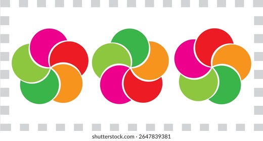 Colorful infographic pie chart with overlapping circular shapes.Flower form graphic circle divided in 5 segments. modern eps 10.