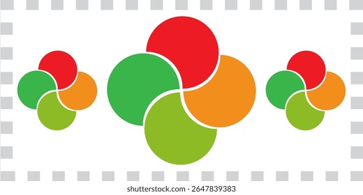 Colorful infographic pie chart with overlapping circular shapes.Flower form graphic circle divided in 4 segments.Vector,illustration.