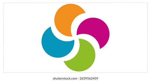 Gráfico circular de infografía colorido con Formas circulares superpuestas. Círculo gráfico de forma de flor dividido en 4 segmentos. Vector, ilustración.