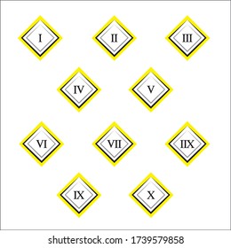 Colorful info-graphic roman numbers can be use to create presentation. Bullet points roman numbers one to ten. Diamond shape vector numbers.