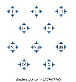 Colorful info-graphic roman numbers can be use to create presentation. Bullet points roman numbers one to ten.