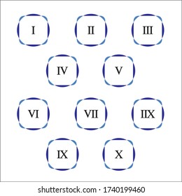 Colorful info-graphic roman numbers can be use to create presentation. Bullet points roman numbers one to ten.