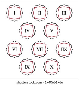 Colorful info-graphic roman numbers can be use to create presentation. Bullet points roman numbers one to ten.