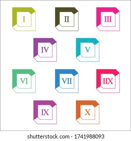 Colorful info-graphic roman numbers can be use to create presentation. Bullet points roman numbers one to ten.