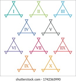 Colorful info-graphic roman numbers can be use to create presentation. Bullet points roman numbers one to ten.