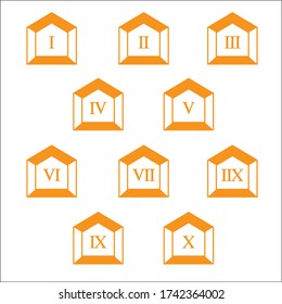 Colorful info-graphic roman numbers can be use to create presentation. Bullet points roman numbers one to ten.