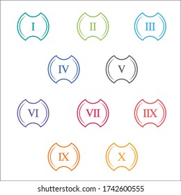Colorful info-graphic roman numbers can be use to create presentation. Bullet points roman numbers one to ten.