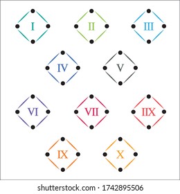 Colorful info-graphic roman numbers can be use to create presentation. Bullet points roman numbers one to ten.