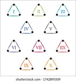 Colorful info-graphic roman numbers can be use to create presentation. Bullet points roman numbers one to ten.