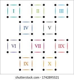 Colorful info-graphic roman numbers can be use to create presentation. Bullet points roman numbers one to ten.