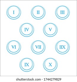 Colorful info-graphic roman numbers can be use to create presentation. Bullet points roman numbers one to ten.